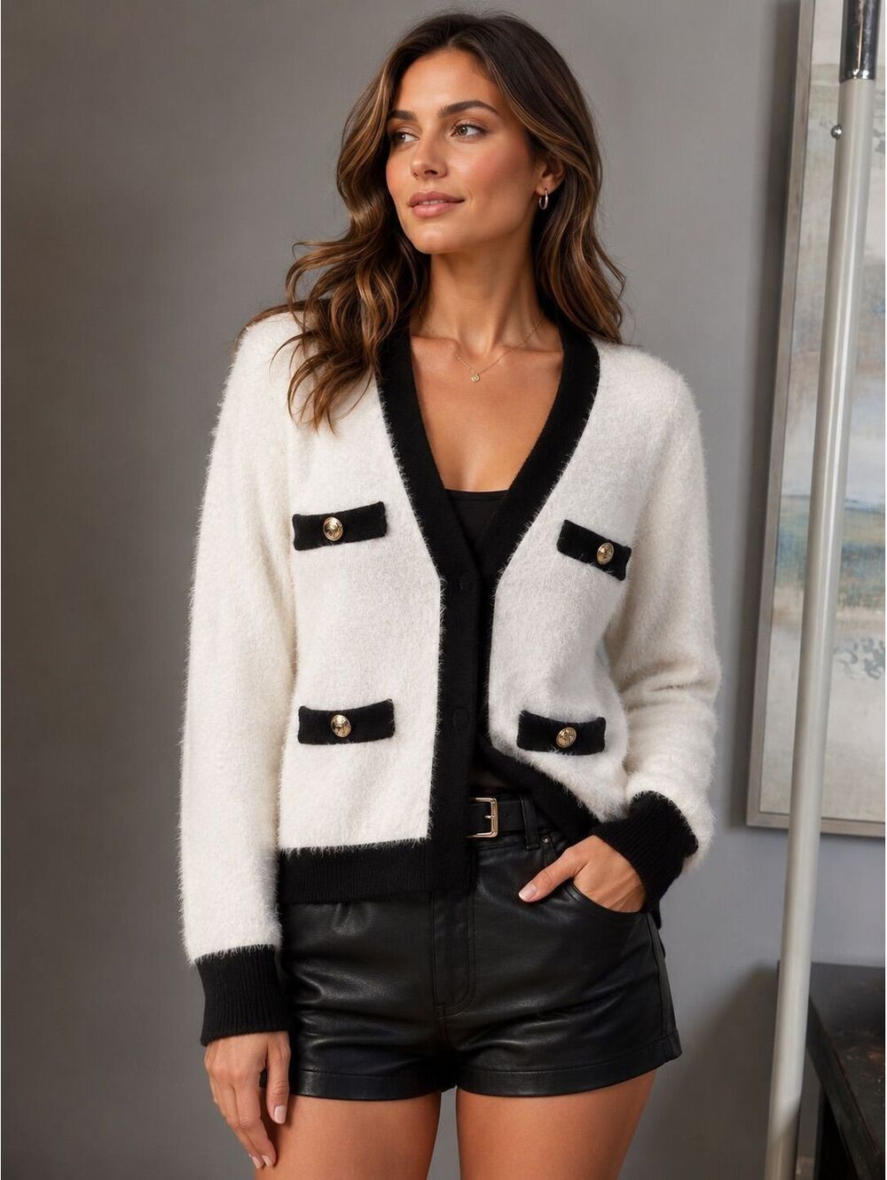 L'AGENCE Kai Pocket Cardigan sweater